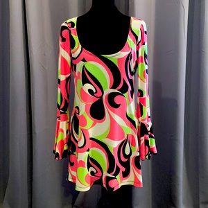 FUN BOHO colorful M/L geometrical dress from Shirley of Hollywood.